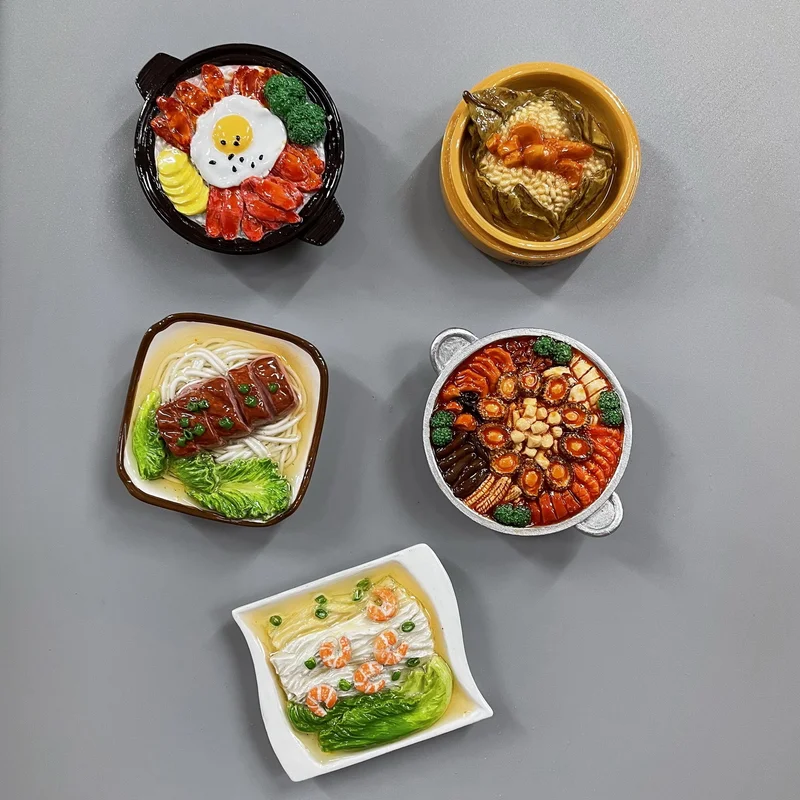 

1pcs 3D Food Resin Fridge Magnets Whiteboard Stickers DIY Decorative Kitchen Souvenir Delicacy Pattern Magnetic Stickers