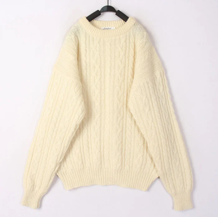 

Винтажный осенне-зимний белый 3D вязаный шерстяной кардиган с круглым вырезом, теплый, свободный, цельный, с длинными рукавами