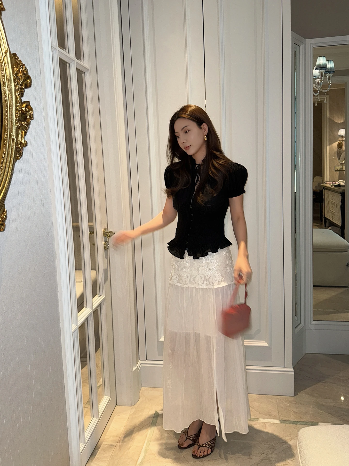 

Женская юбка Sasa с кружевными вставками и вышивкой, средней длины, весенняя новинка, с завышенной талией, из нейлона и хлопка, на молнии