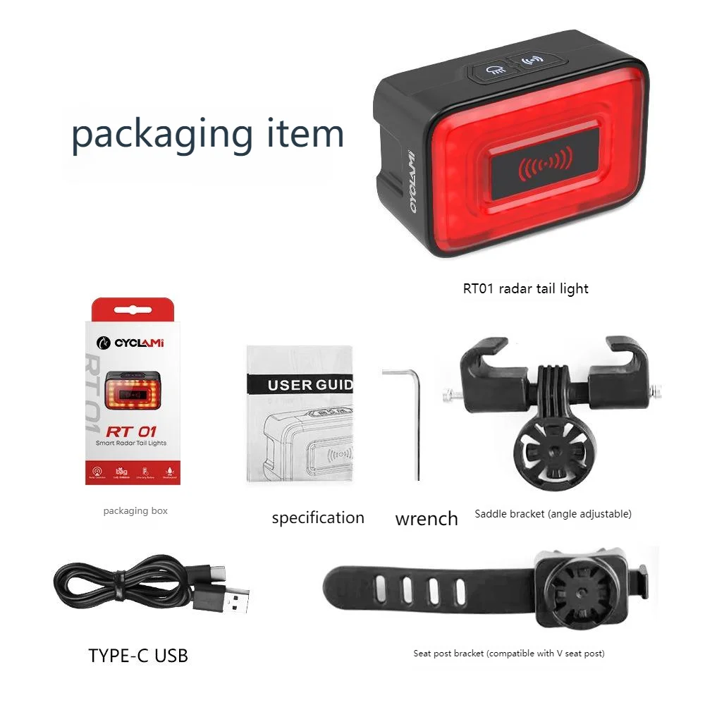 

CYCLAMI велосипедный интеллектуальный радарный задний фонарь, умный задний тормозной фонарь для велосипеда, светодиодный новый велосипедный задний фонарь