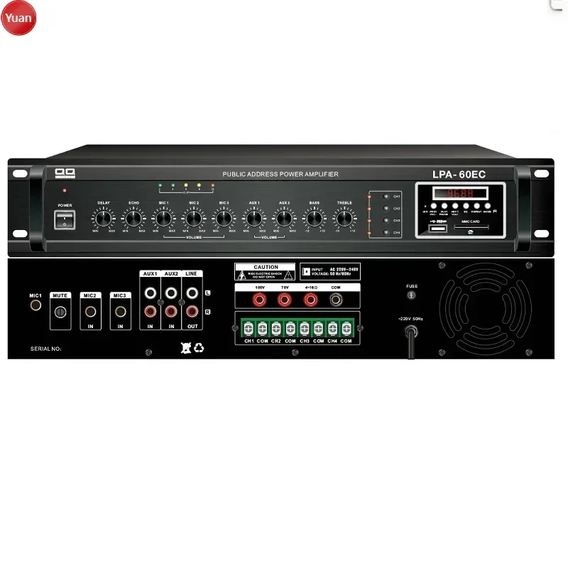 

Echo Mixer Amplifier For Sound System With Wireless Remote Control, USB, Delay 60W 5.1 Home Theatre System 100w Amplifier CN;GUA