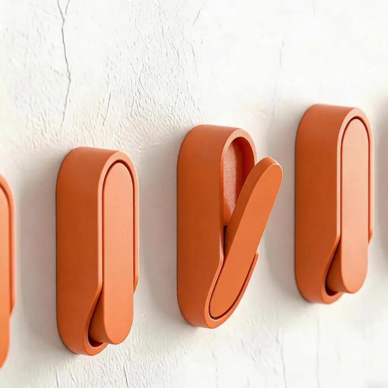 Hot Sale 1pc Adhesive Foldable Wall Hooks Strong Load Bearing No Drilling Space-saving For Bathroom Kitchen Organization