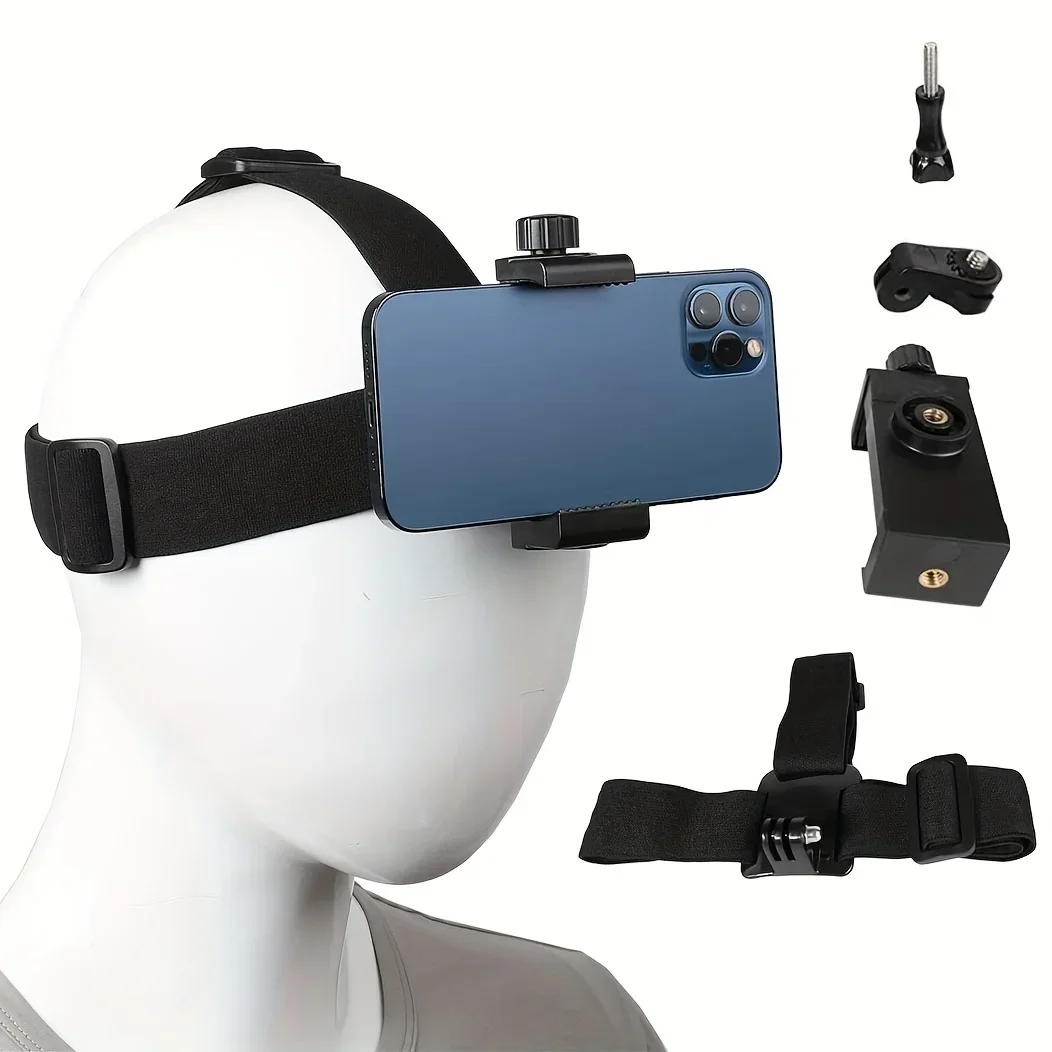 Uchwyt na smartfon montowany na głowie Widok z perspektywy pierwszej osoby Wideo na świeżym powietrzu Uchwyt na żywo do GoPro 10 9 8 7 6 5 4 DJI Action 2 do iPhone'a 16