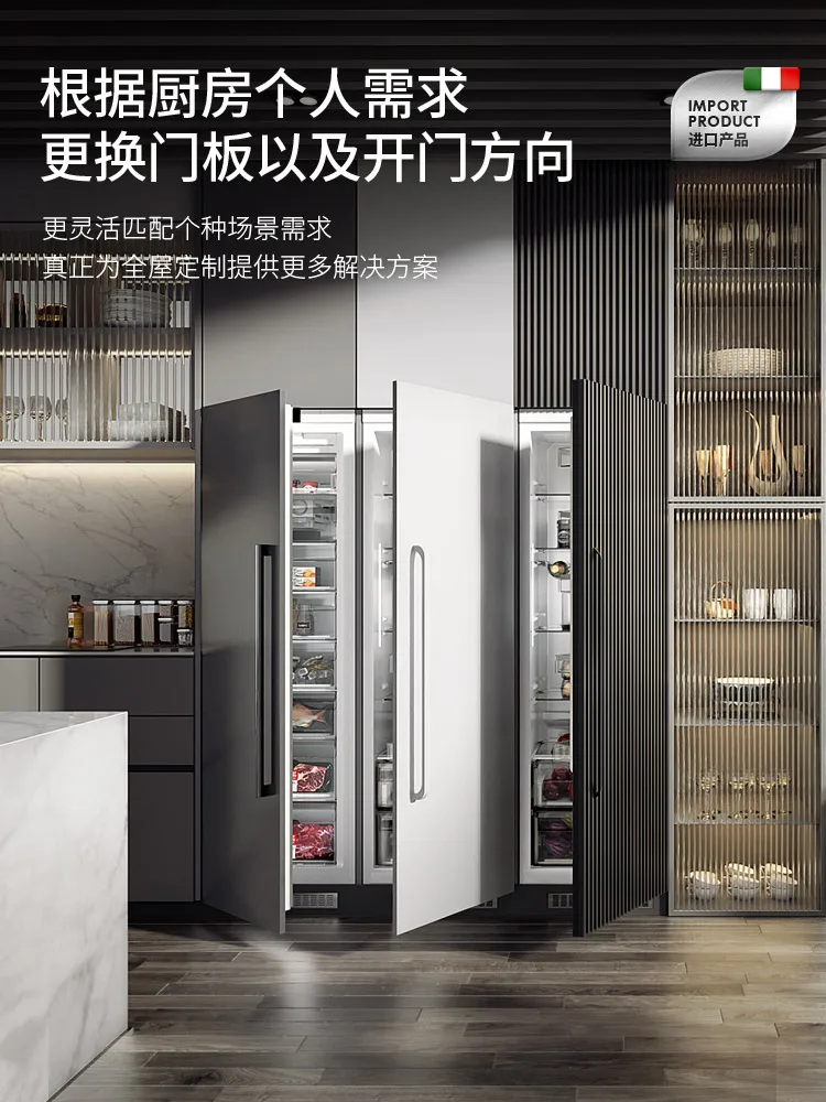 RO fully embedded refrigerator with embedded double doors and hidden cabinets integrated