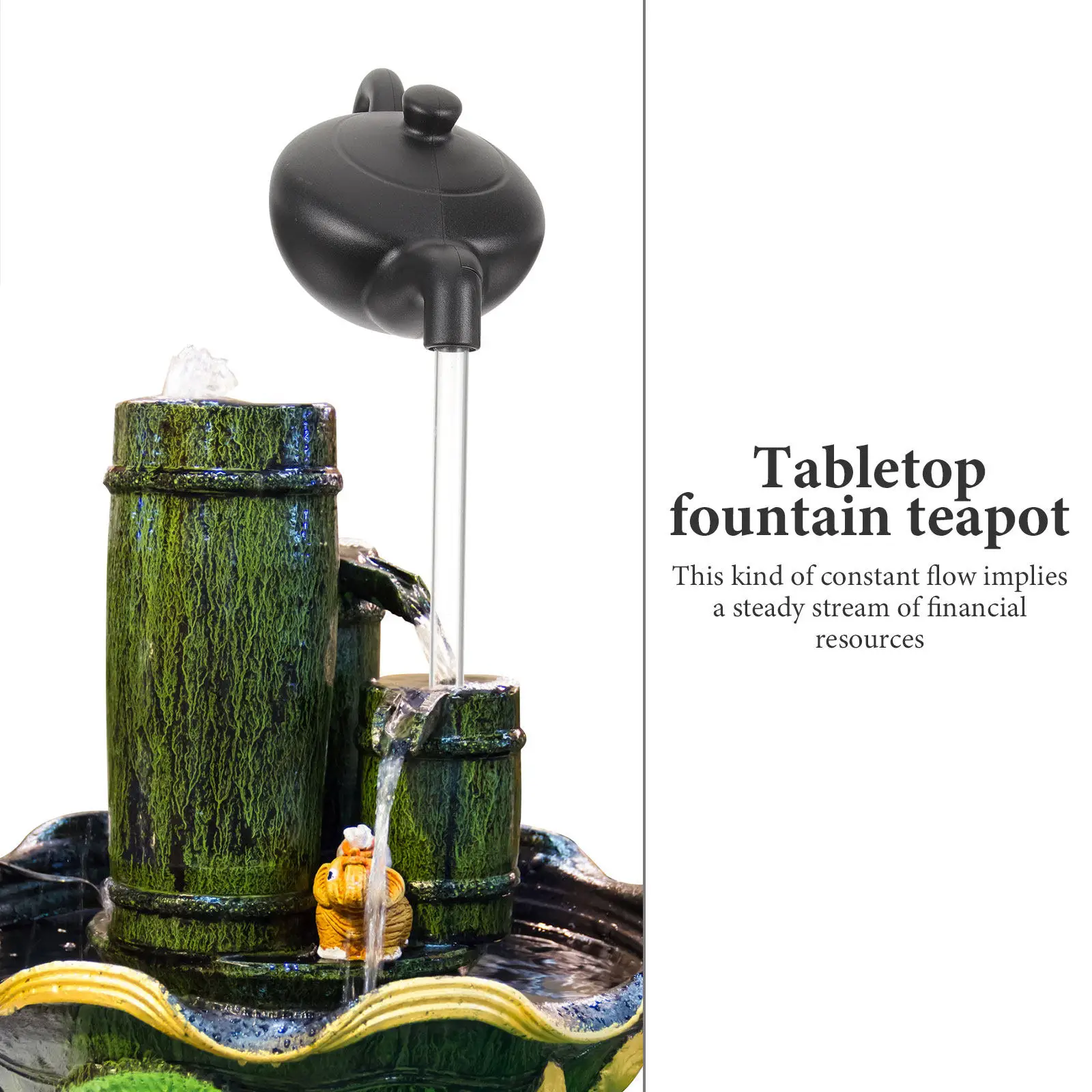 1 Set Suspended Teapot Desktop Waterfall Fountain DIY Parts Indoor Office Desk Adornment Fengshui Tabletop Running Water