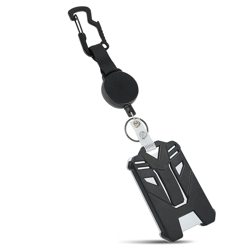 Portable Outdoor Key Ring Retractable Badge Holder Heavy Duty Retractable Carabiner Keychain ID Card Holder Durable