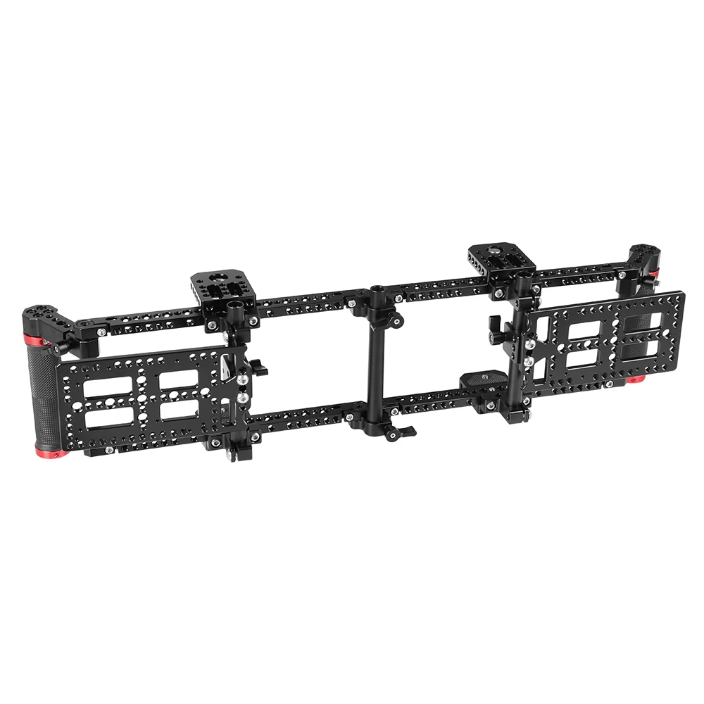 Imagem -05 - Kimrig-duplo Monitor Ajustável Gaiola Rigs Grips de Borracha Dupla Placa de Bateria Dupla para Monitor Universal Polegada