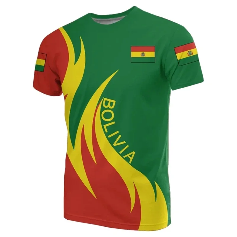1 Piece Custom Your Picture Bolivia Men'S T-Shirts Casual Loose Crew Neck Bolivian Flag Short Sleeved Tees Tops Clothing Oversiz