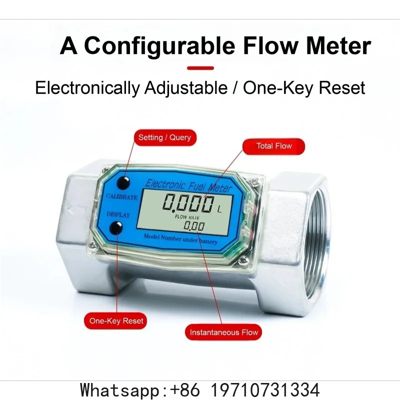 Aluminum Alloy Electronic Turbine Flow Meter 3/4 1 1.5 2 Inch Fuel Flowmeter for Diesel Water Liquid with Thread Port