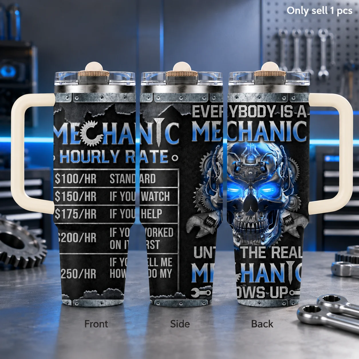 Real Mechanic Hourly Rate Vacuum Flasks 40oz 3rd Gen Vacuum Insulated Stainless Steel Tumbler Cup With Handle Straw Lid
