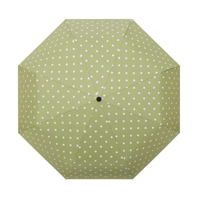 Small Fresh Polka Dot Pattern Three Folding Umbrella Black Coating Sun UV Protection Rain Umbrella Women\'s Sunshade Umbrella