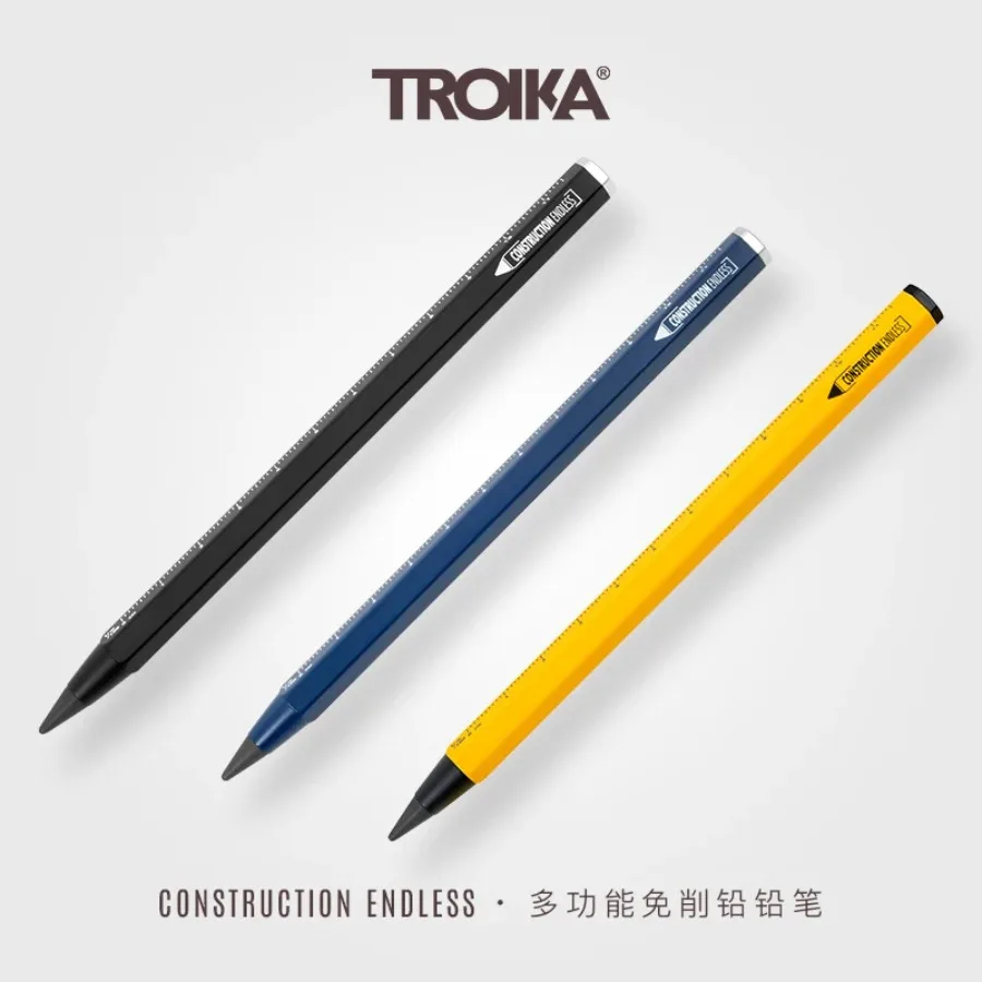 For TROIKA Eternity Mechanical Pencil Metal Body Replaceable Leads Ruler Included Premium Writing Instrument