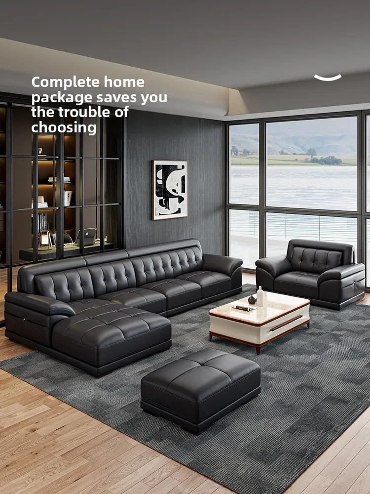 LH first layer cowhide modern simple size apartment living room left and right solid wood sofa combination