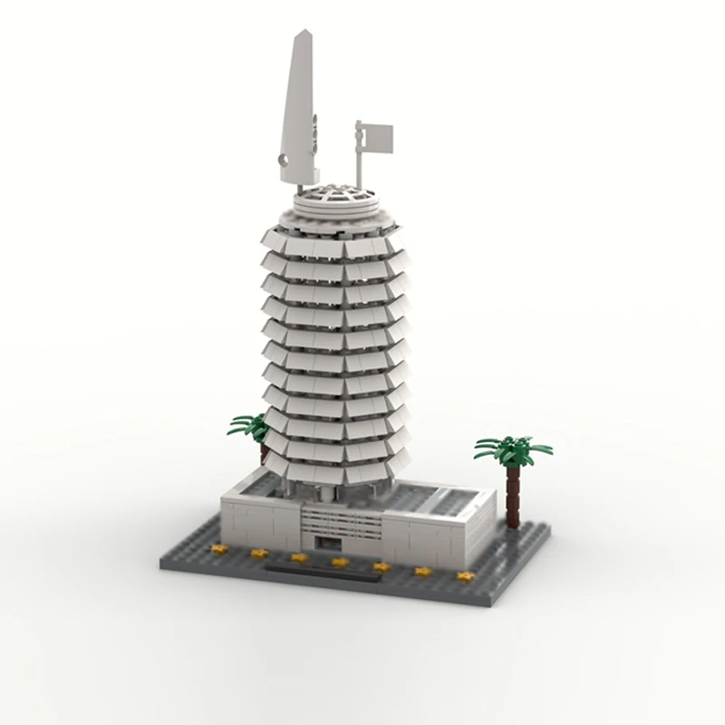 Stadtansicht-Modell MOC Bausteine Capitol Records Tower Modulare Technologie Kinder-Urlaubsgeschenke Zusammenbaubares Spielzeug-Set