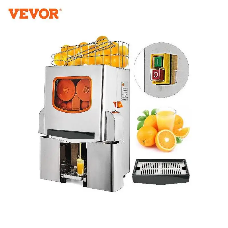 VEVOR 상업용 착즙기 기계, 120W 오렌지 스퀴저, 분당 22-30 분, 전기 주스 추출기, 풀아웃 필터 박스 포함