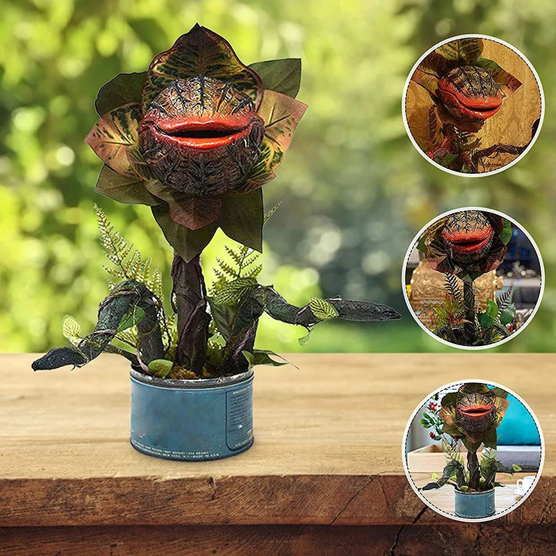 Ornamento de flor de piranha lindamente durável, esculturas decorativas exclusivas e caprichosas de resina para amantes de plantas carnívoras, realistas