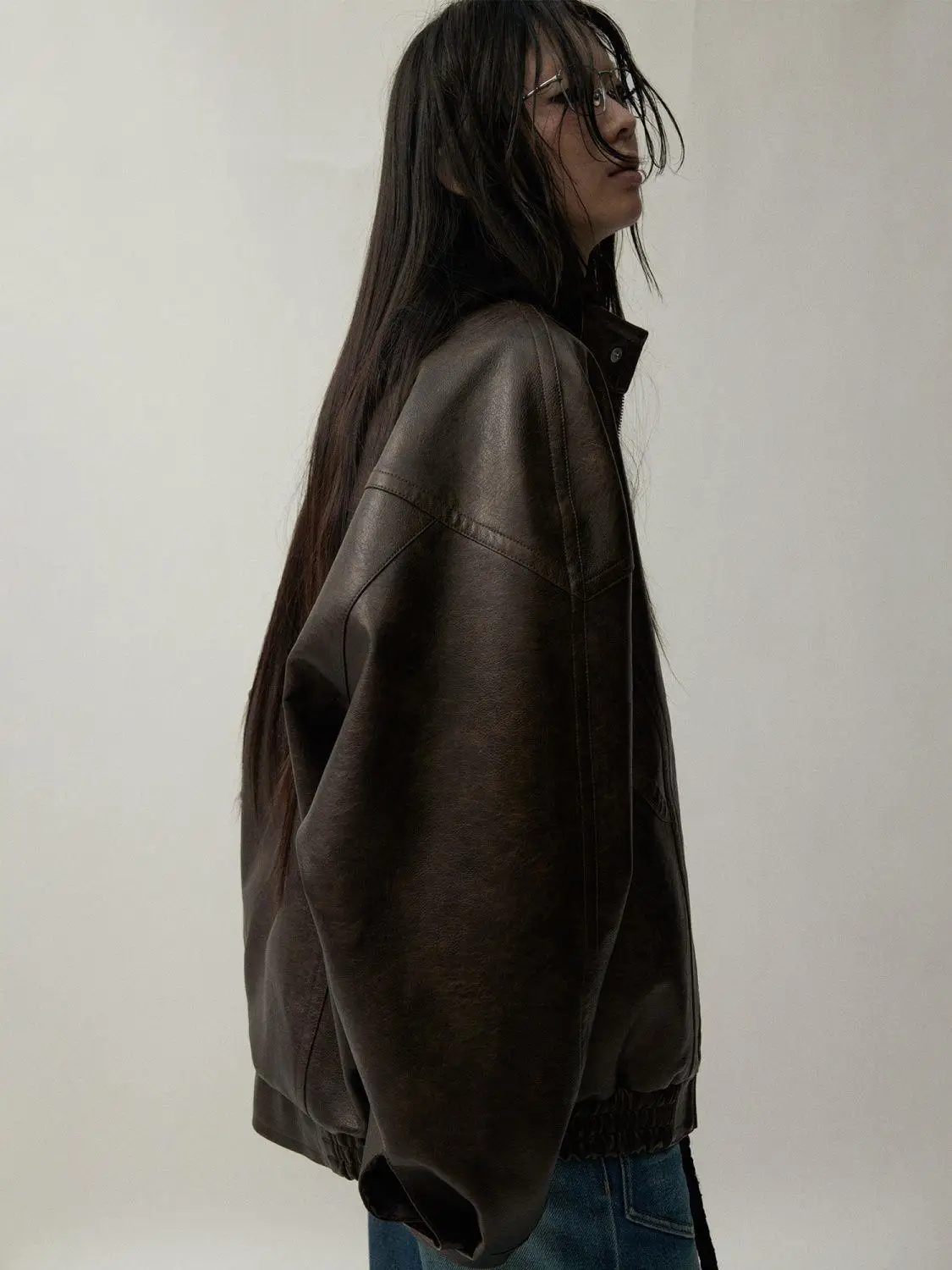 Waed Vintage pilote Jaet manteau en cuir femmes hommes col montant fermeture à glissière Non-marque printemps 202 Faion vêtements d'extérieur