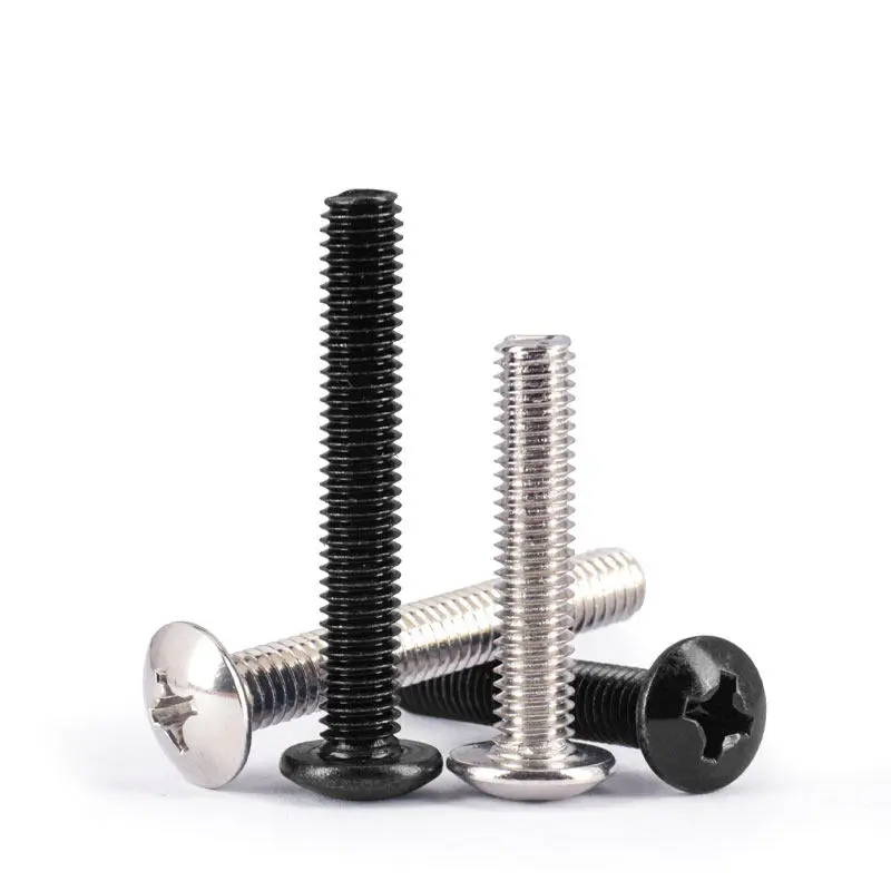 M2~m6 Phillips Truss Large Flat Round Screw Mushroom Big Flat Screw Black Zinc/nickle Plated Carbon Steel 3