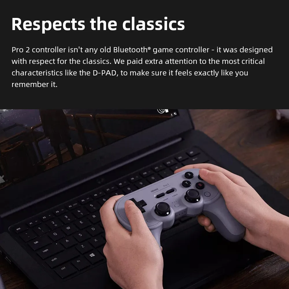 Original 8BitDo Pro 2 Controlador Bluetooth Gamepad com Joystick para Nintendo Switch, PC, macOS, Android, Baralho de vapor e Framboesa