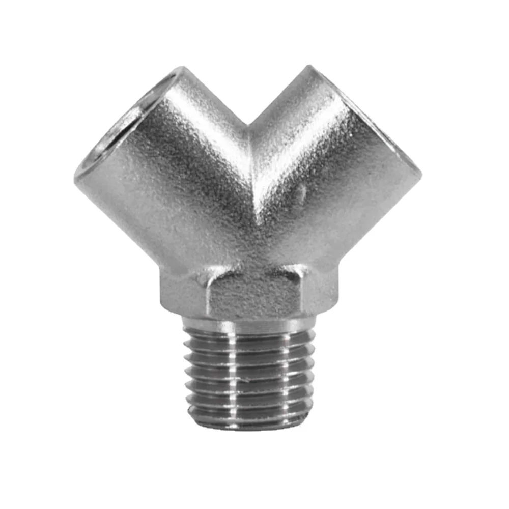 1/4 "BSPP NPT żeński męski rozdzielacz w kształcie litery Y blok mosiężny niklowany łącznik rurowy łącznik Adapter woda gaz paliwo