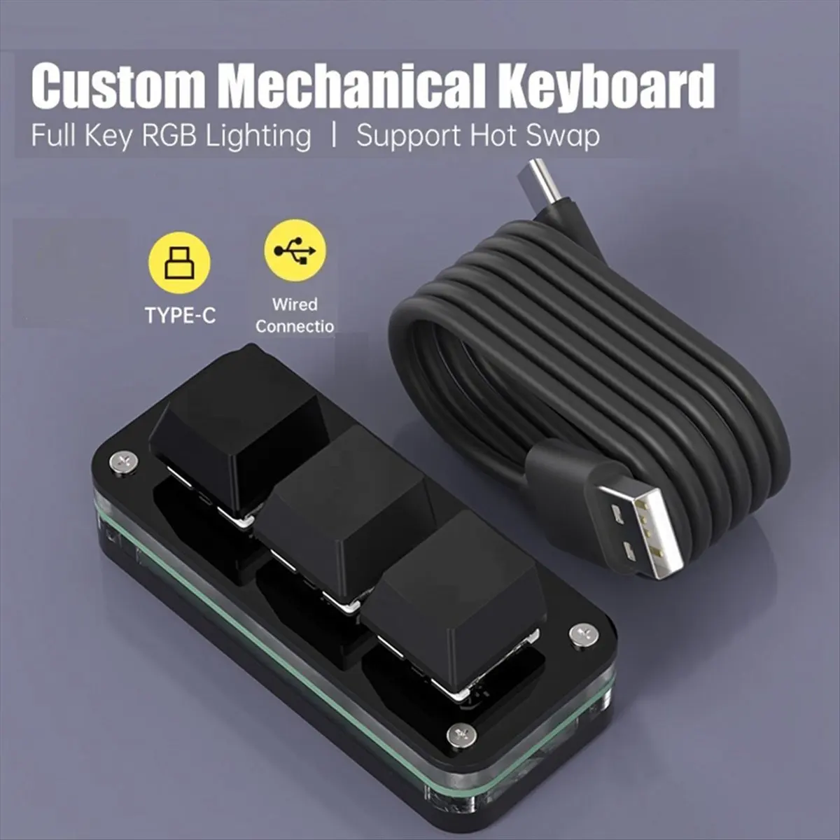 doyou 3 Keys Macro Programming Mini Keyboard for Photoshop Gaming Hotswap Programming Keypad Copy Paste Macropad Black Type A