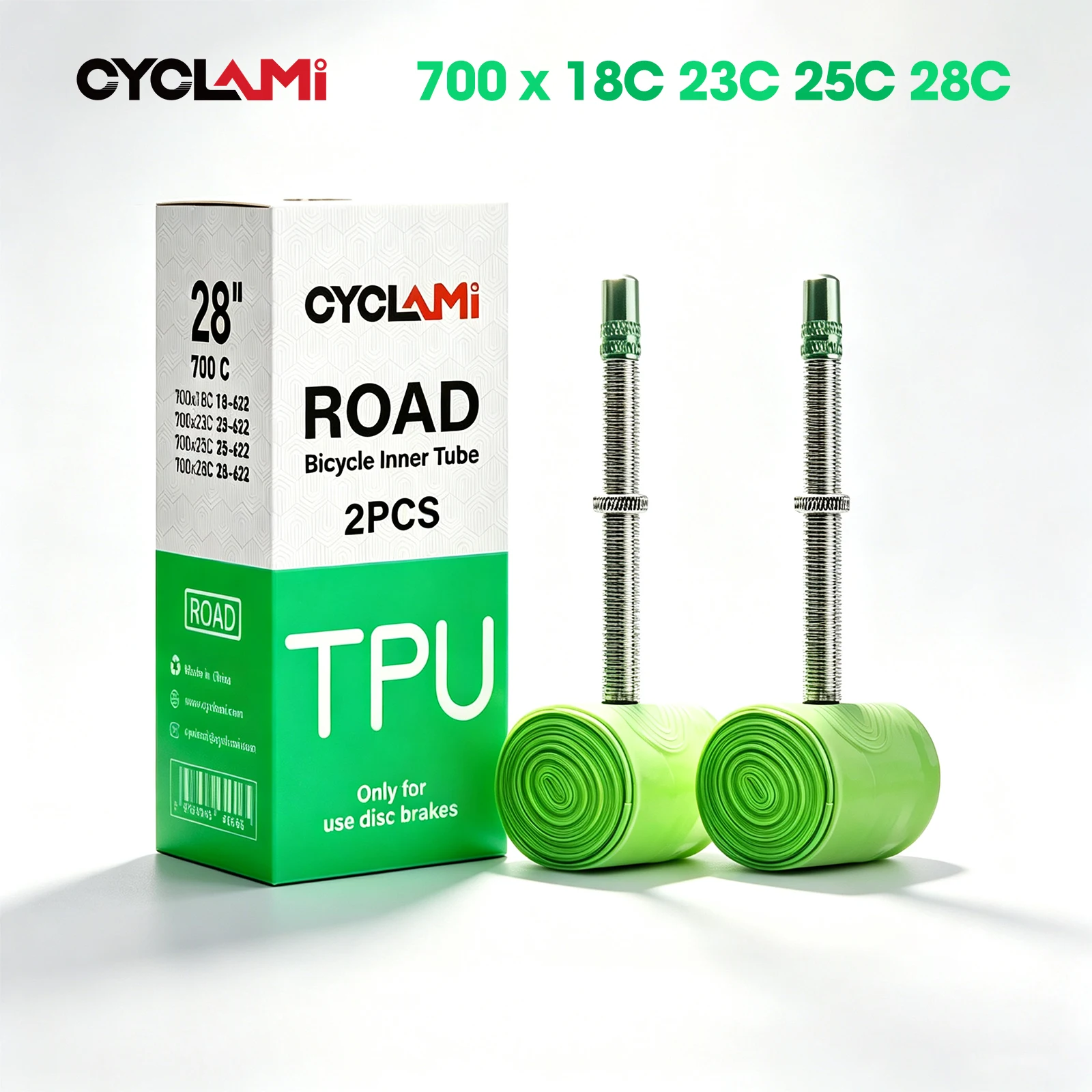 Clearance Sale CYCLAMI 26g Bike Inner Tube 45mm Metal Valve Stem French Presta Valve TPU 700 18 23 25 28 700C Road Bicycle Tire