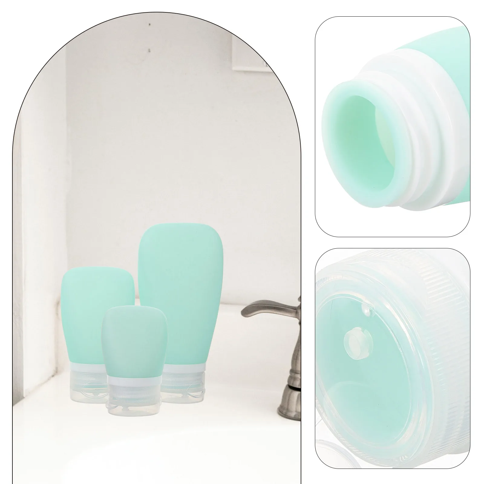 

3PCS Silicone Bottles Reusable Refillable EcoFriendly Press Pump Travel Trip Camping Home Shampoo Lotion Subpackaging Container