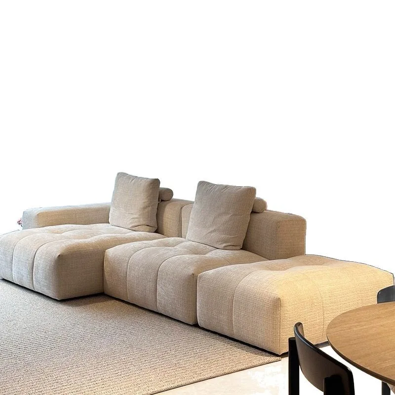 #Italian Minimalist L-shaped Double-Sided Seating Sponge-Filled Modular Combination Multifunctional Set Sofa for Small Apartment
