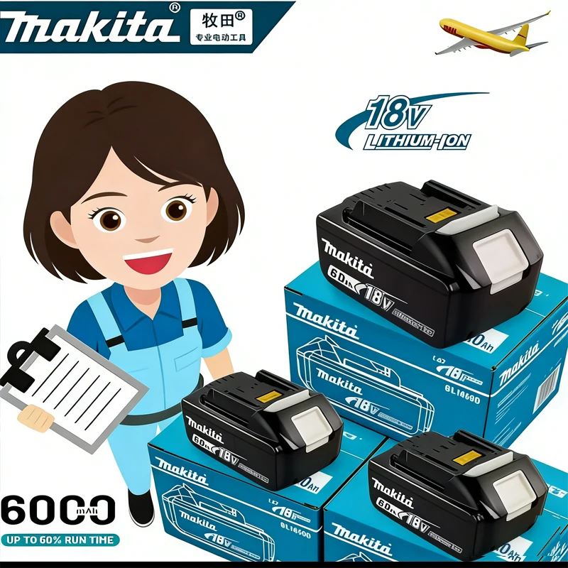 

100% original Makita 18V 6Ah rechargeable lithium-ion⭐️ battery, powerful and long-lasting, suitable for Makita BL1860 BL1860B