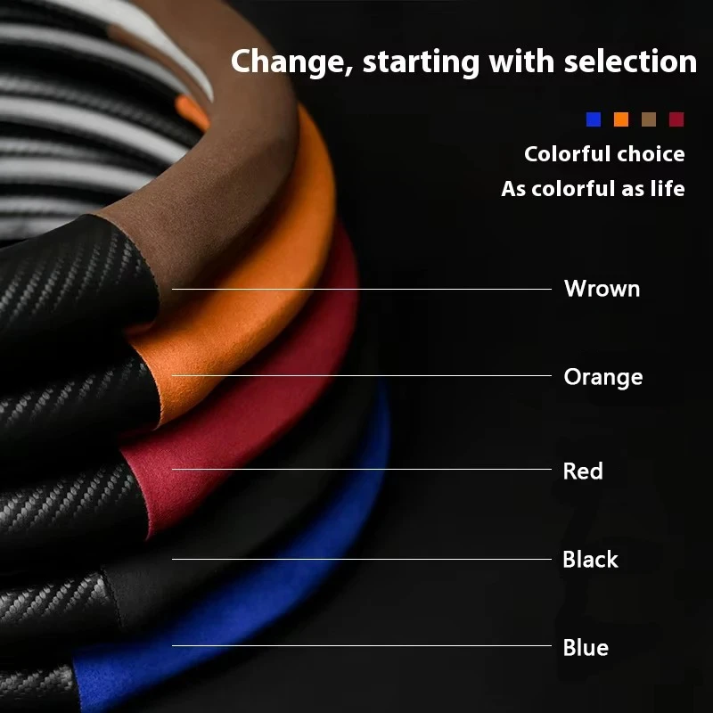 38CM Suede Carbon Fiber Steering Wheel Cover For Li Auto Li Xiang L9 L6 L8 L7 I8 One Mega 2020-2025 Interior Garnish Accessorie