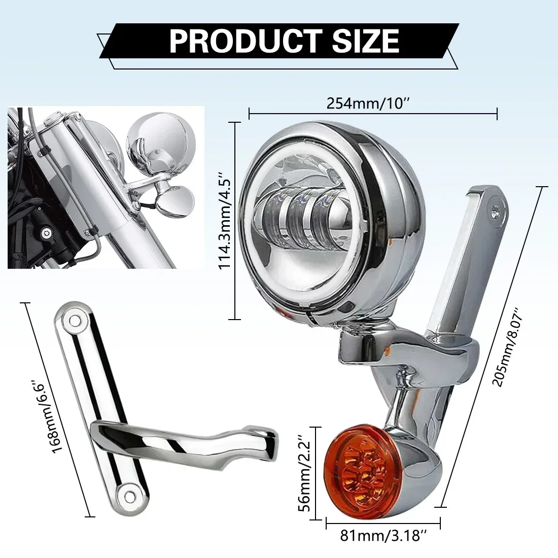 Motorcycle 4.5'' LED Headlight Auxiliary Fog Passing Lighting Bracket For Touring Road King Street Glide Turn Signal Spot