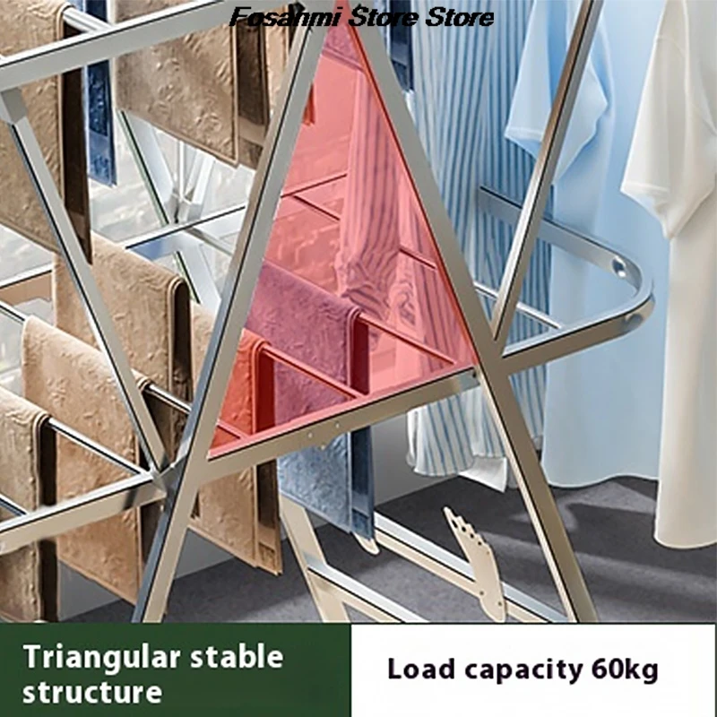 Stendibiancheria in acciaio al carbonio, pieghevole, retrattile, carico da 50 kg, resistente, per uso interno ed esterno sul balcone, salvaspazio