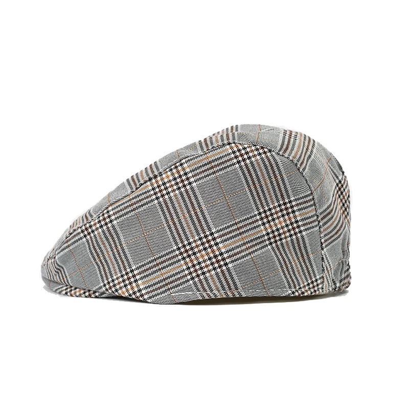 New Infant Children Plaid Beret Baby Kids Grey Casual Cotton Caps Boys Girls Holiday Outdoor Hats for 6M 12M 18M 2T 3T