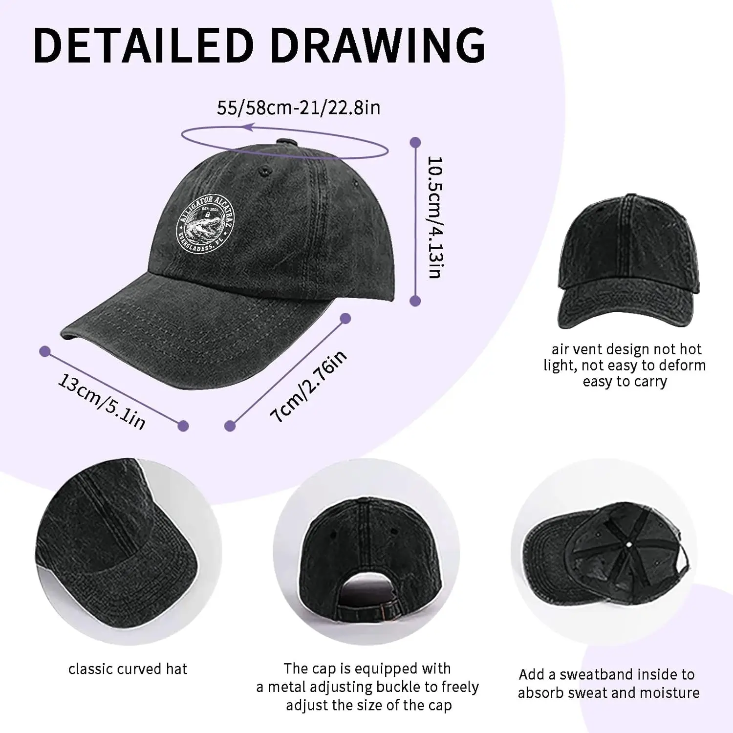 قبعة Alligator Florida Everglades Parody Design قبعة رائعة للرجال