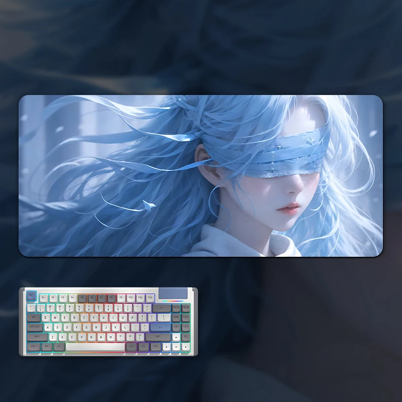 

Anime Blindfolded Girl Bureaumat Muismat Pc Kast Pad Gaming Accessoires Gamer Toetsenbord Antislip E-Sports Tablemat