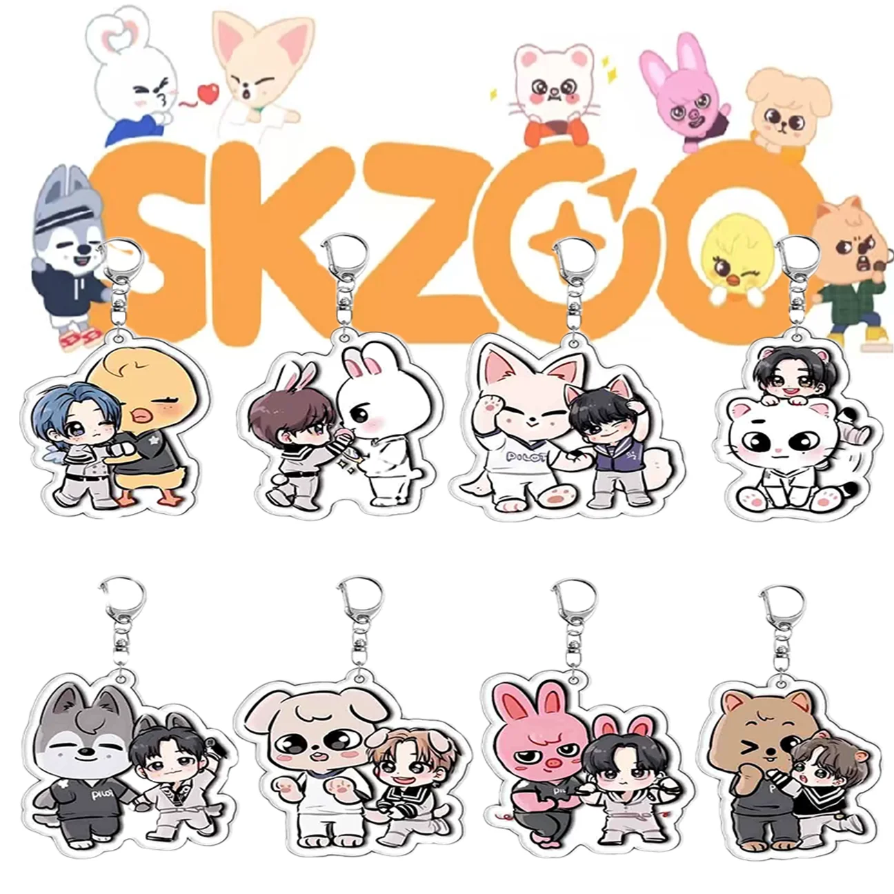 Llavero SKZOO, personajes de acción de dibujos animados Kpop, llavero Stray Kids paquete colgante de coche llavero TXT, accesorios straykids