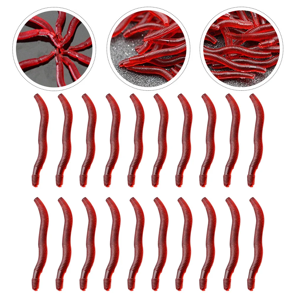 150 Pcs Artificial Bait Soft Fishing Lures Trout Worms Kit Earth Earthworms Fake Red Insect