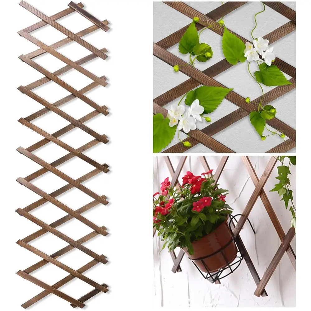 Expandable Wooden Wall Trellis, 13.4x78.8, for Outdoor Plants and Vines, Set of 2