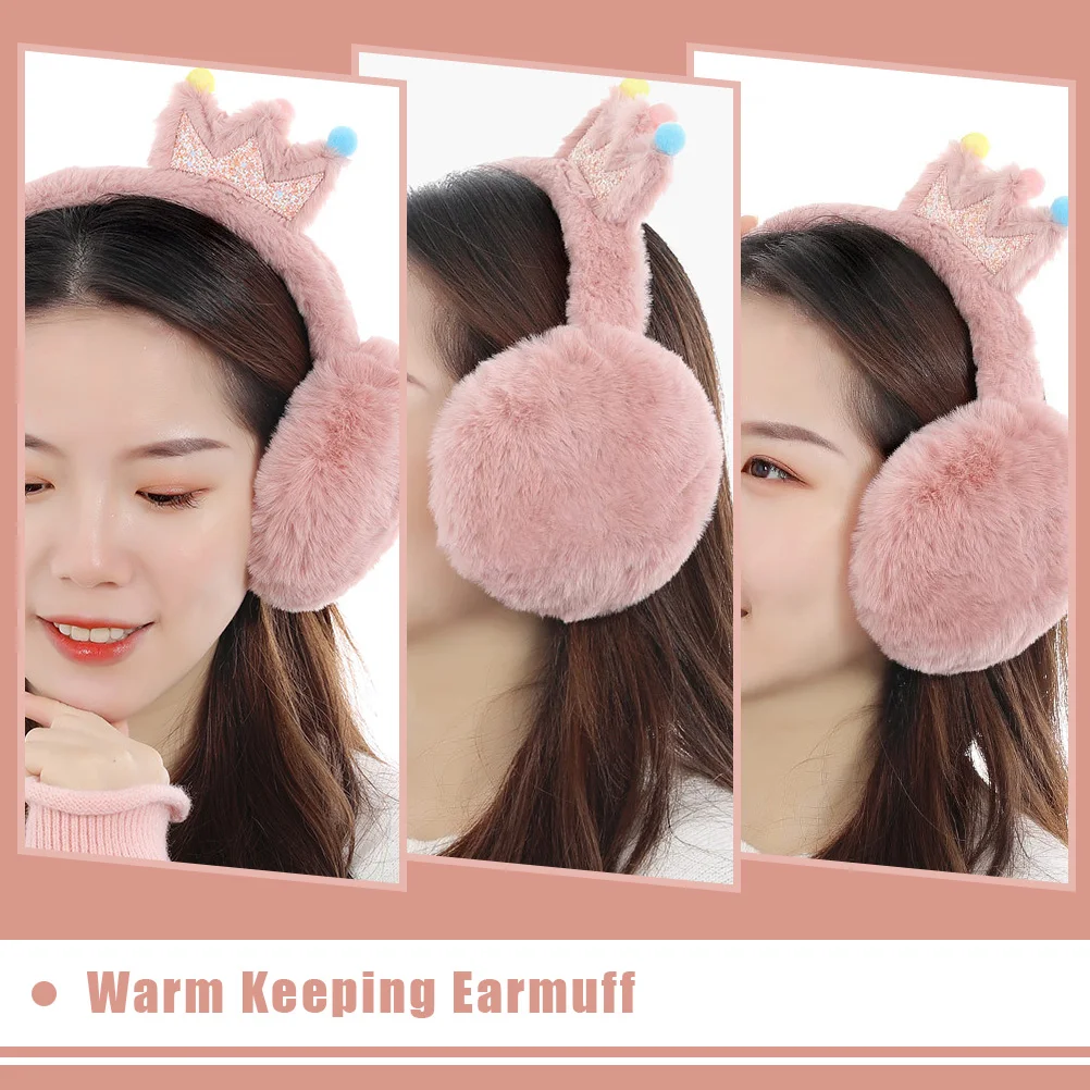 

1Pcs Outdoor Warm Earmuff Cartoon Crown Pattern Winter Ear Warmer Lightweight Portable Ear Cover Thick Headband