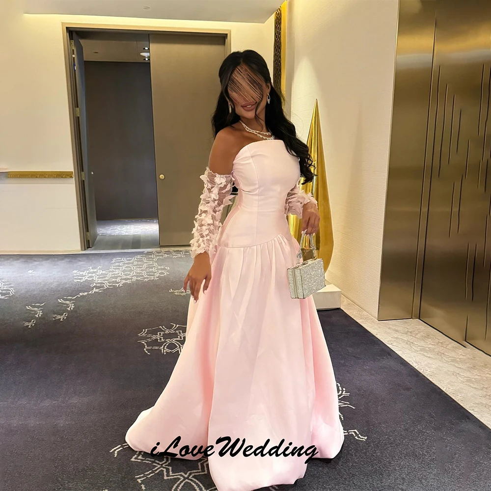 

Modern Style Elegant Pleat With Arm Sleeve Applique Draped A-line Off-the-shoulder Long Dresses Bespoke Occasion Dress Customize