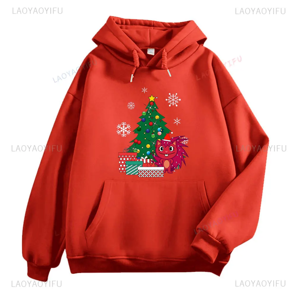 Merry Christmas Happy Tree Friends Hoodies Happy Tree Friends Hoody Cartoon Print LongSleeve Fashion Sweatshirt Cute Male Hoodie