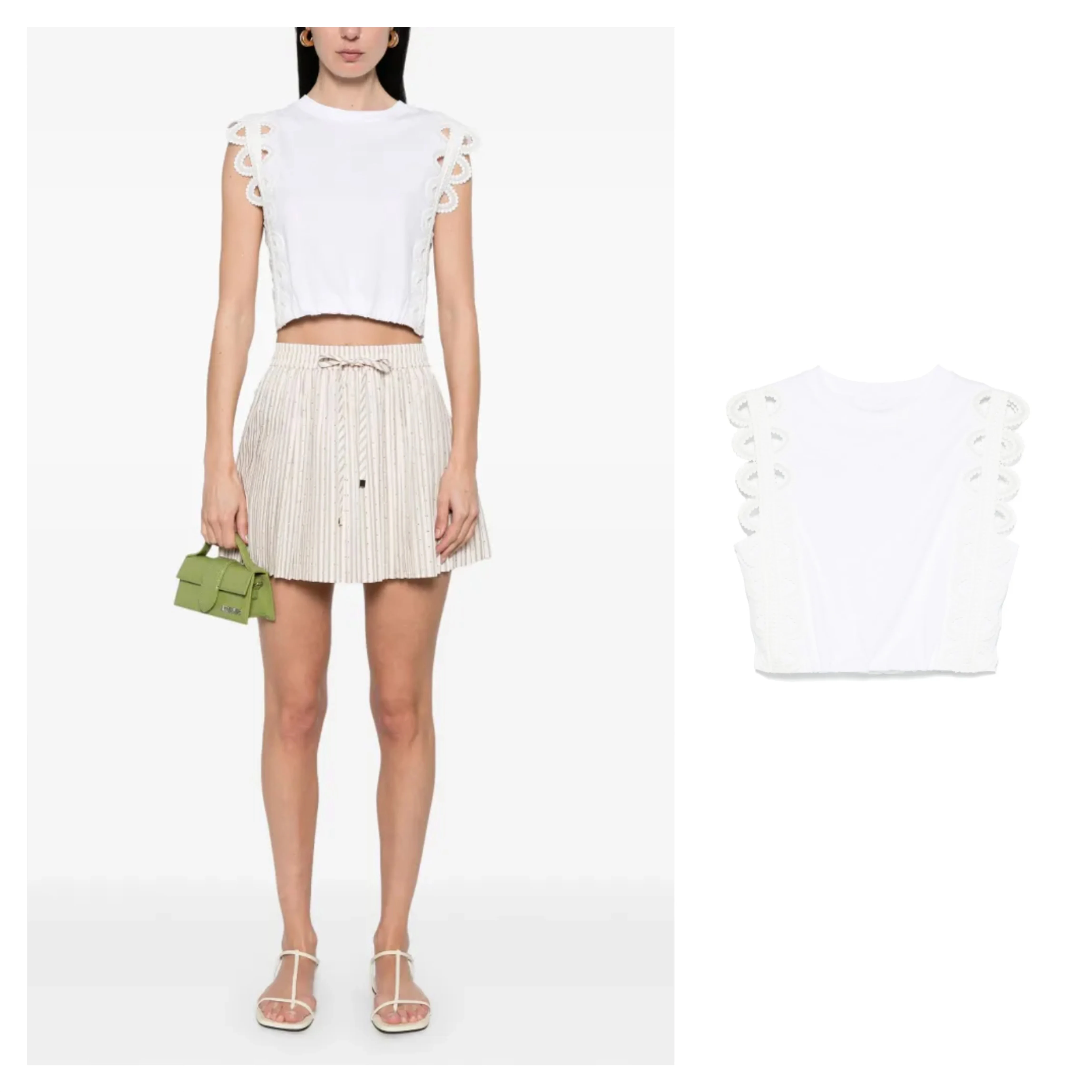 

Elegant Hollow out Short Vest round Neck Spring Fashion Women's Cotton Blend Blend Straight Cut Top Single Piece Chinese Made