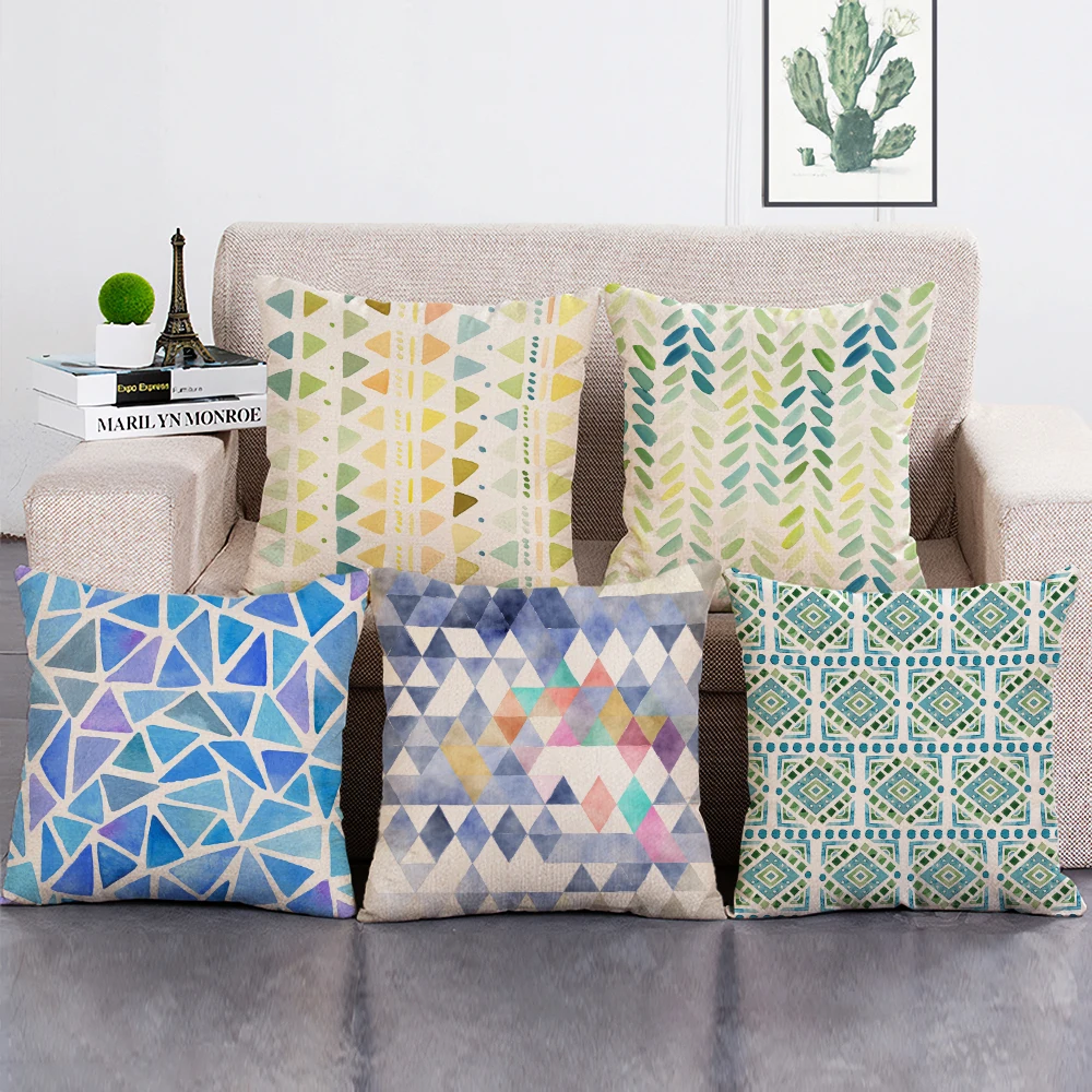 

Colorful Nordic Geometry Throw Pillow Case Gaming Chair Outdoor Cushion Cover Lumbar Pillowcase for Home Sofa Decor