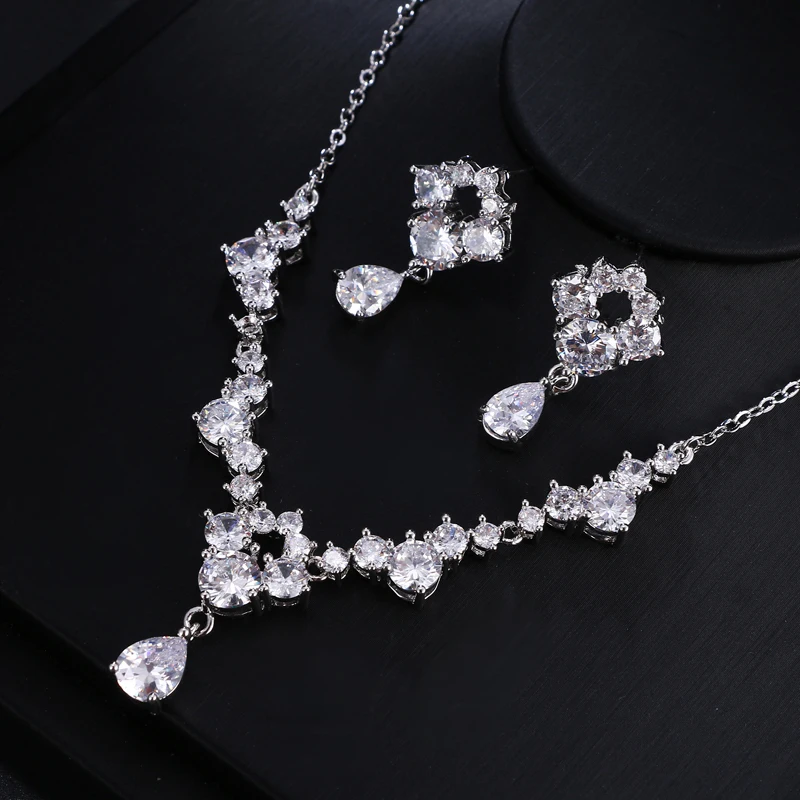 GMGYQ Hot Slae High Price Performance Ratio Shiny Zirconia Flower Design Jewelry Set for Women Wedding Party Accessories