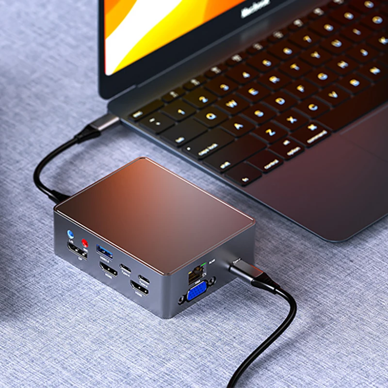 17 で 1 PD usb c ハブサンダーボルトドック HD タイプ c ドッキングステーション 2x hdmi ラップトップ macbook pro macmini ハブ surface pc アクセサリー