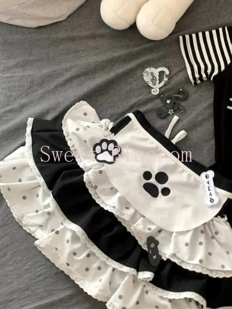 Japanese Sweet Kawaii 2 Piece Set Women Print Short Sleeve Tops + Polka Dot Cake Skirt New Summer Harajuku Cute JK Fashion Suits - Image 3