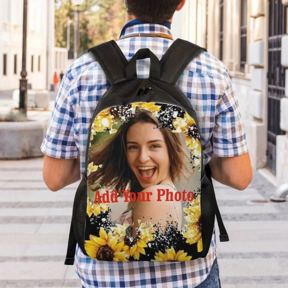 Personalized Custom Photo Rucksack, Your Own Image Print Backpack, Casual School Travel Backpack, Customized Photo Bookbag Gift