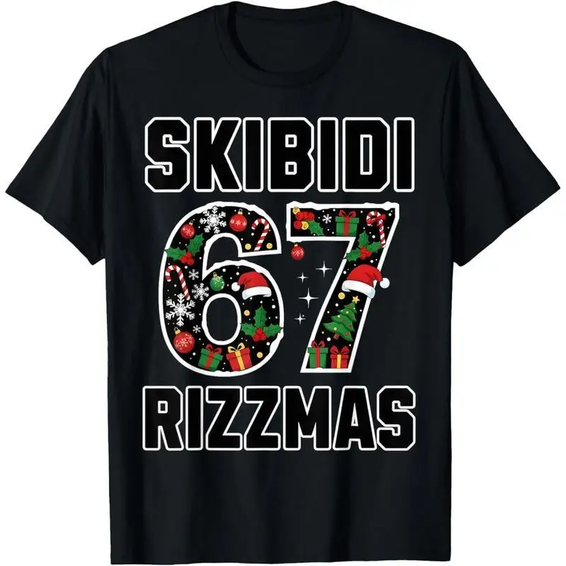 

Solid Color Rizz Christmas 67 Funny Xmas Gen Alpha Skibidi Rizzmas 67 T-Shirt
