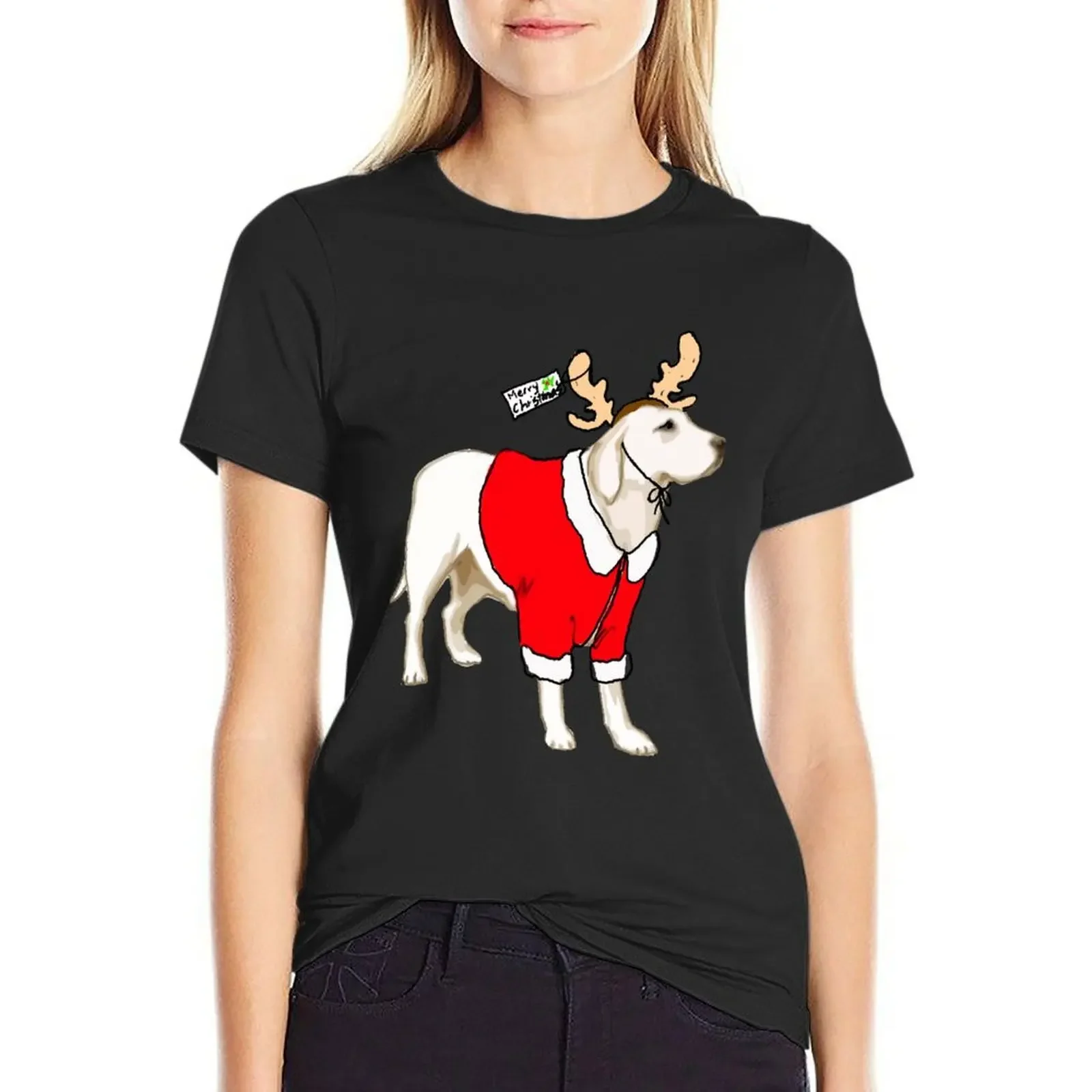 

Yellow Lab Christmas T-Shirt female Blouse funnys animal print shirt for girls t-shirt dress for Women sexy