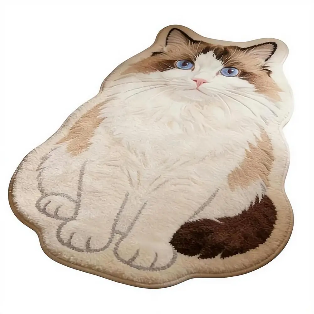 Cute Cat Imitation Cashmere Rug Cartoon Cats Rug Soft Doormat For Shoe Removal At Entrance Welcome Mat Live Room Rug